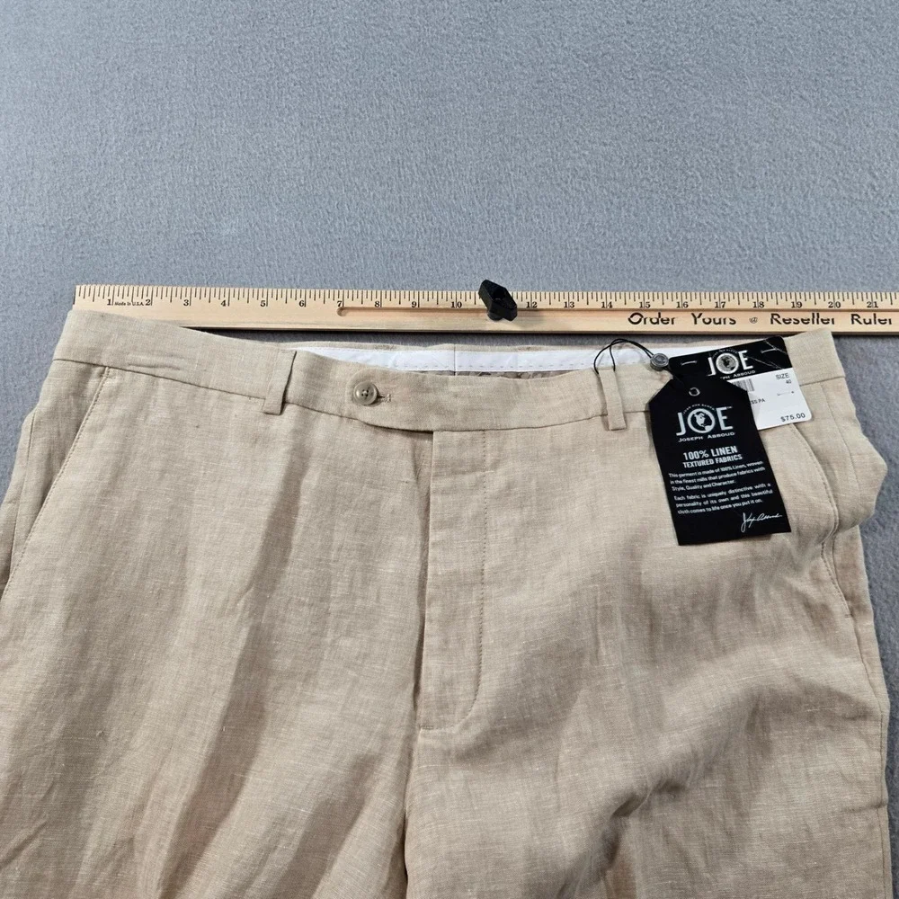 Joseph Abboud JOE Dress Pants Mens 40U Beige 100% Linen Slim Fit Separates NWT